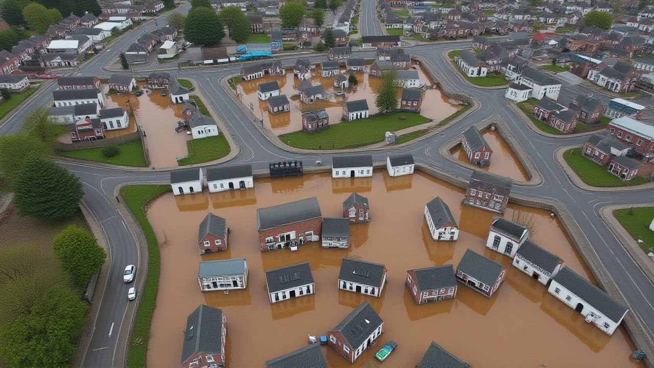 Storm Claudia floods Monmouth town center as drone footage shows 80% submerged